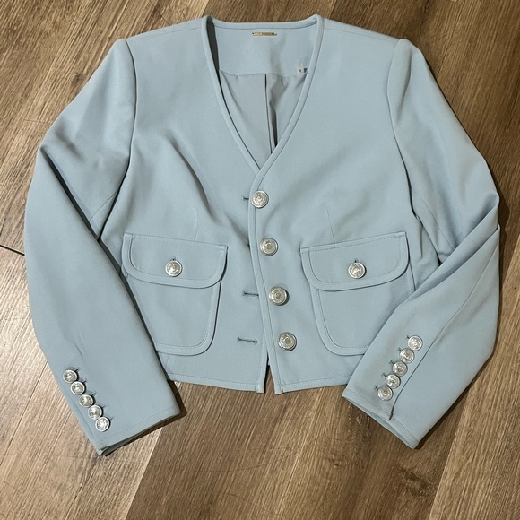 Elie Tahari Jackets & Blazers - Elie Tahari Light Blue V-Neck Button Jacket
